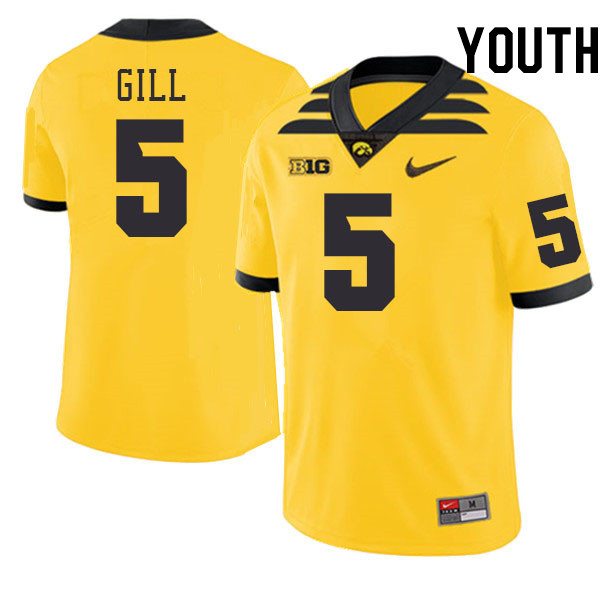 Youth #5 Jacob Gill Iowa Hawkeyes College Football Jerseys Stitched-Gold